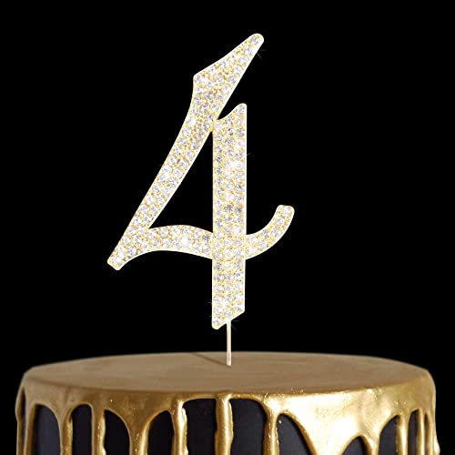 Number Cake Topper 40, Uniideco Gold Rhinestone Premium Metal Bling Bling Cake Decor, Sparkly Happy Birthday Wedding Anniversary Party Decoration Centerpiece #TOP7