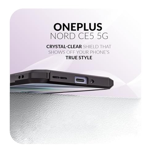 Image of Back Cover Case + Screen Protector for OnePlus Nord CE5 5G | Transparent & Black Mobile Phone Back Case Cover for 1 + OnePlus Nord CE 5 | One Plus Nord CE5 5G TPU & PC Black Case