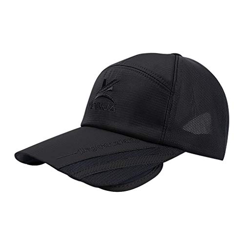 Image of Unisex Baseball Cap with Retractable Extended Brim UV Protection Mesh Sun Hat Summer Safari Fishing Camping Hat