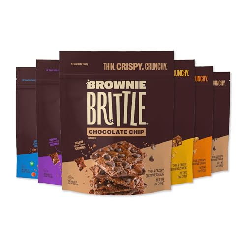 Brownie Brittle – Variety Pack Thin and Crispy Sweet Snacks (Pack of 6, 5 oz), Rich Gourmet Brownie Bites Dessert