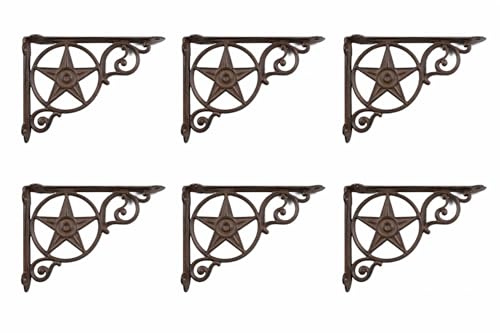 Midwest Craft House - 6 Cast Iron Rustic Star Wall Shelf Corbel Brackets