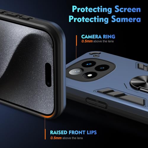 Image of ShieldTech PC Back Cover Case for Redmi Note 14 Pro Plus 5G | Ring Stand | Camera Protection | Blue Mobile Phone Back Cover Case for Redmi Note 14 Pro Plus 5G | Blue Back Cover