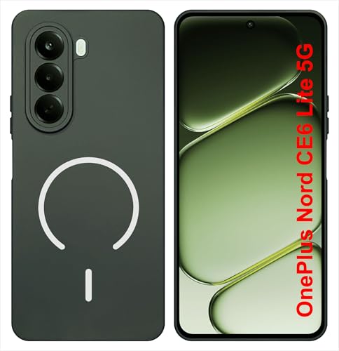 Image of SBMS Silicone Back Cover Case for OnePlus Nord CE6 Lite 5G | Soft Micro-Fibre Lining Inside | Magsafe Print On Back Side Camera Protection Bump | Shockproof Case OnePlus Nord CE 6 Lite (Green)