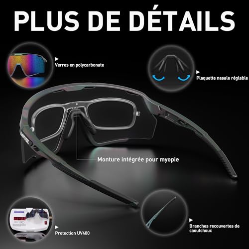 Lunettes de cyclisme KAPVOE K170 pour VTT route et running