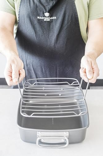 MasterClass Deep Roasting Tin with Rack, Roasting Dish for Oven and Hob, Heavy Duty, Rust Resistant with PTFE, PFOA and BPA Free Non Stick, Dishwasher Safe, 2-Year Guarantee, 4x28cm - Image 3