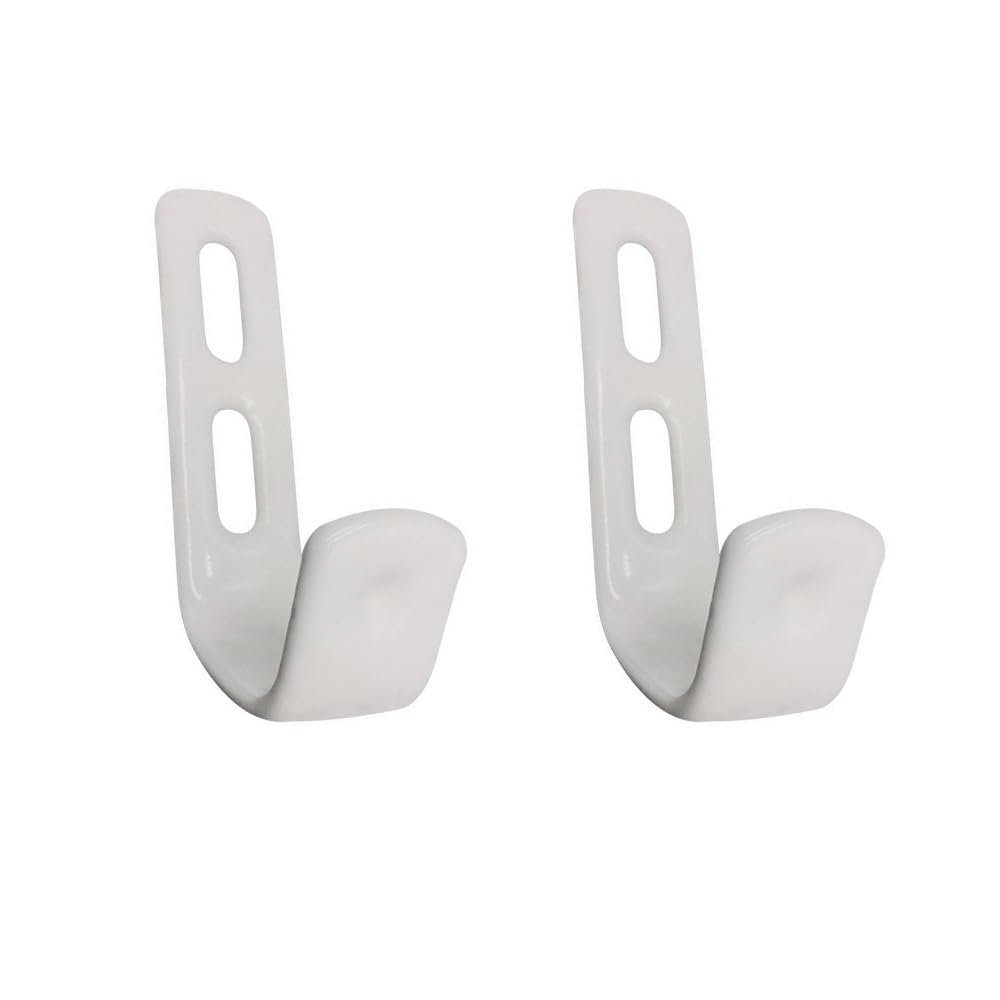 2 Ganci Per Scale A Castello In Metallo Con Rivestimento PVC - Bianchi, Portata 22 Kg