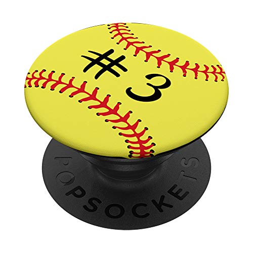 Softball Player #3 Maillot N°3 Numéro Garçon Fille Cadeau Sport PopSockets PopGrip Interchangeable