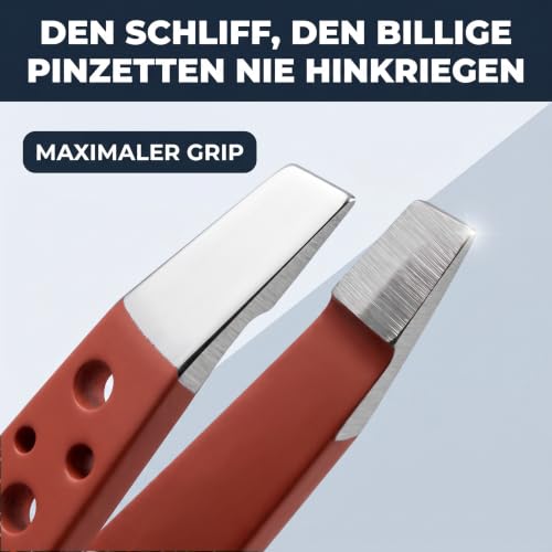 KLINGENHELD® Haargenaue Pinzette - greift jedes Haar beim 1. Versuch ohne durchrutschen - Pinzette Augenbrauen Zupfen handgeschliffen… – Ansicht 4