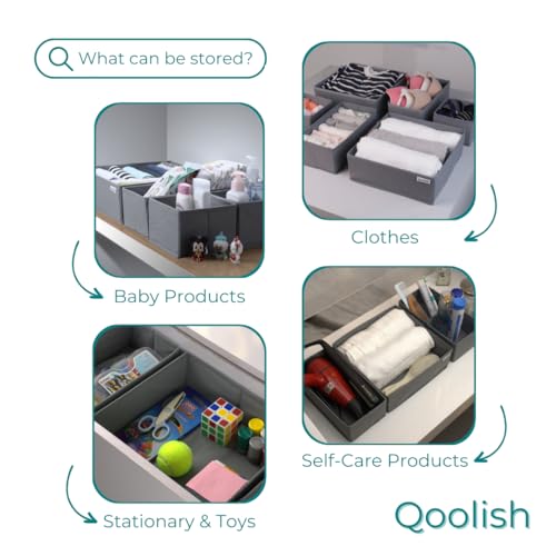 Qoolish Grey Drawer Organiser Set of 6 Sturdy Draw Organizer to sort Your bedroom - Image 3