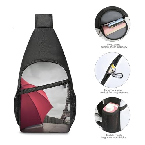 Mochila deportiva tipo sling blanca con estampado miniatura 5