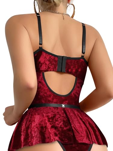 Image of Lilosy Sexy Lingerie Set 3 Piece Women Corset Bodysuit Skirt
