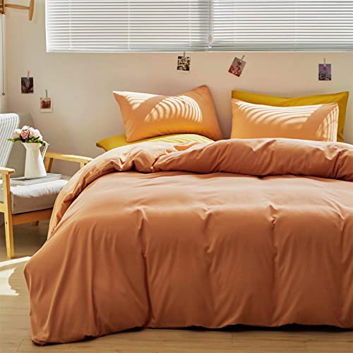 Houseri Coral Comforter Set Full Peach Color Bedding Comforter Full Size Pink Orange Comforter Sets Grapefruit Bedding Teen Girls Light Orange Full Comforter Bedding Sets Soft Bed Quilt Blanket Full #TOP1