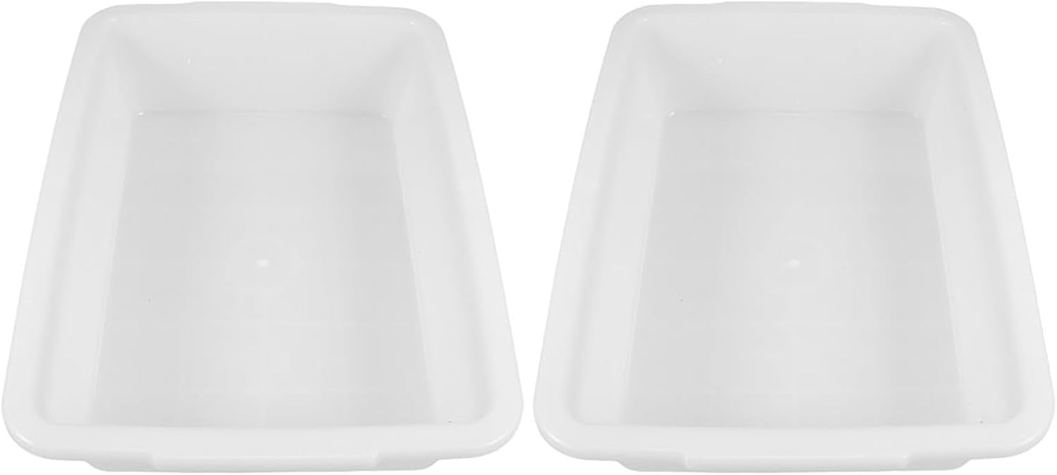 2pcs Plastic Leak-Proof Laboratory Tray White Rectangular | 16.1 X 11.4x3.5 in Size, Lightweight Portable Build, Stackable Design for College Lab and Classroom Use