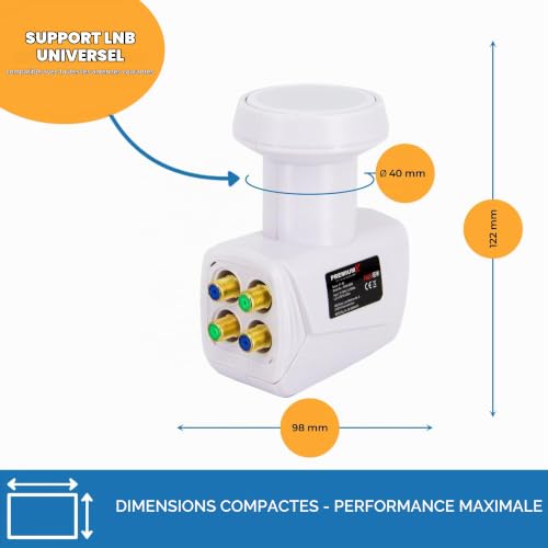 PremiumX Quad LNB pour 4 utilisateur - Convertisseur de Signal TV avec Protection météorologique - LNB Satellite numérique Blanc - DVB-S2 8K UHD 4K Full HD – vue 5