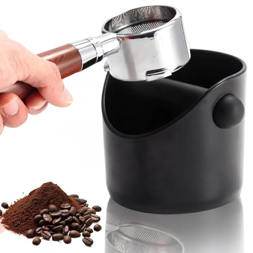 Eulihent Knock Box Cafe para Espresso 450ml, Caja para Golpear Posos de Café con Barra Extraíble y Base Antideslizante, ABS Resistente, Accesorio para Portafiltro y Máquina de Café, Negro