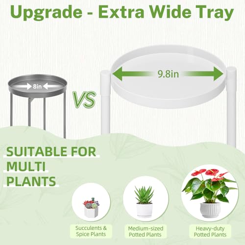 Image of iDavosic.ly 3 Tier Large Plant Stand Indoor, 10 Inch Wide Tall Corner Metal Plant Stands Outdoor for Multiple Plants, Folding Tiered Flower Display Holder Rack Shelf, White