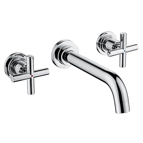 Edouard Rousseau - Mélangeur Lavabo WALL Encastrable - Robinetterie Murale - Bec Fixe - Boîtier d’Encastrement Inclus (Chromé)