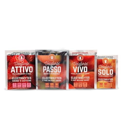 Veloforte Natural Electrolytes 9 Pack Mixed Flavoured Sachets, Fast Release Energy & Hydration Performance for Running, Marathons, Cycling, Everyday & Triathlons with Potassium & Sodium