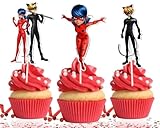 Miraculous Ladybug CuPCake Toppers for Kids. Cartoon Miraculous Ladybug Theme Birthday Party Supplies.
