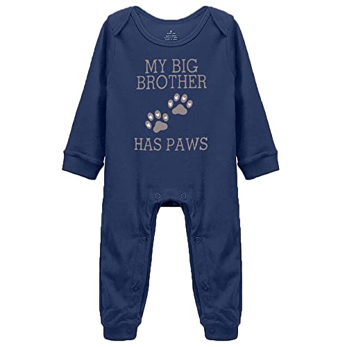 My Big Brother Has Paws Unisex Baby Bodysuit Long Sleeve Tiny Rompers Jumpsuit