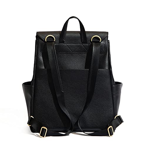Freshly Picked Women's Convertible Classic Diaper Bag Backpack, Ebony Black