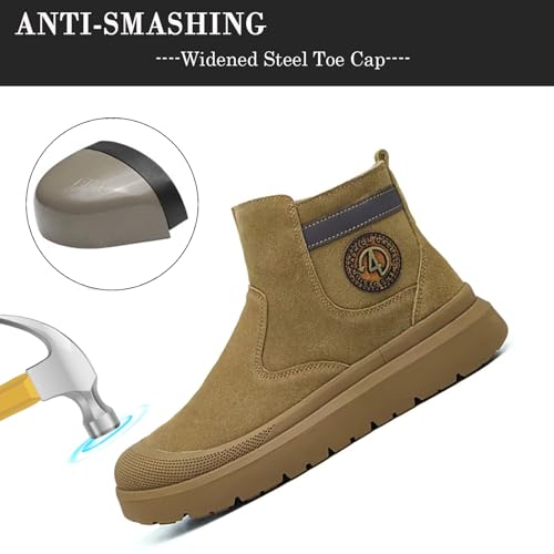 Image of Nutropa Welding Work Boots for Men Composite Toe Safety Boots Non Slip Steel Toe Work Shoes Lightweight Construction Welder Boots