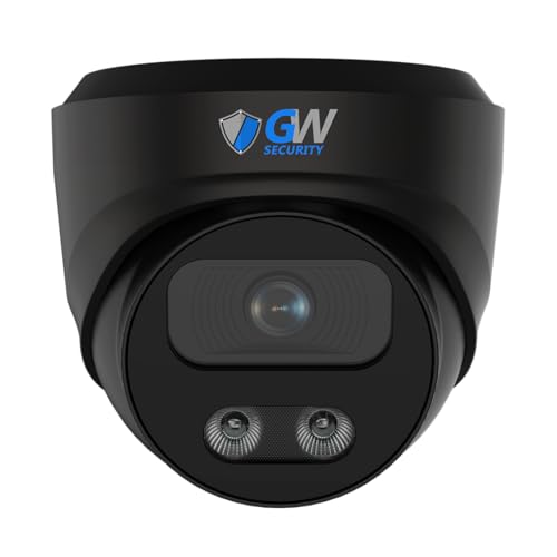 GW Security 4K 8MP PoE IP Dual-Light Color Night Vision Outdoor Indoor Microphone Dome Security Camera NDAA Compliant Black (GW839401M)