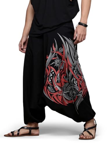 Image of The Veshti Company Printed Harem Pants for Men's Cotton Hippie Style Baggy Boho Yoga Pajama Pant with Pocket