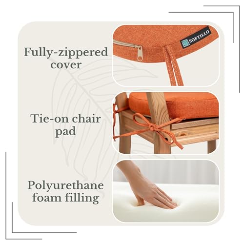 SOFTILLO Comfortable Chair Cushion With Ties - 42x40x5cm - Indoors/Outdoors Seat Pads Cushion Pad - For Dining, Living Room, Garden, Patio, Office Chairs – Thick Portugal Fabric – (Orange, Pack of 1) - Cosy Home Interiors SOFTILLO Comfortable Chair Cushion With Ties - 42x40x5cm - Indoors/Outdoors Seat Pads Cushion Pad - For Dining, Living Room, Garden, Patio, Office Chairs – Thick Portugal Fabric – (Orange, Pack of 1) - Image 3