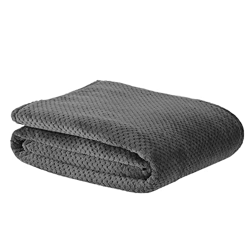 Sleepdown Luxury Waffle Fleece Charcoal Grey Throw Over Sofa Super Soft Warm Cosy Honeycomb Bed Blanket Bedspread - 150cm x 200cm, 5056242828761