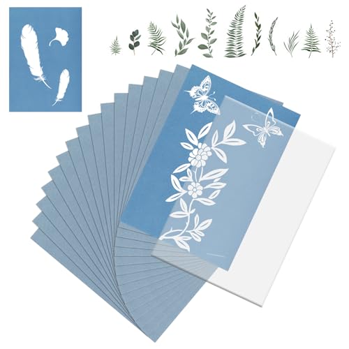 TMZELOA 36 pezzi di carta cianotipica A5 ad alta sensibilità, carta fotografica solare, kit di carta fotografica a energia solare, con piastra acrilica e clip in PVC per carta solare per bambini