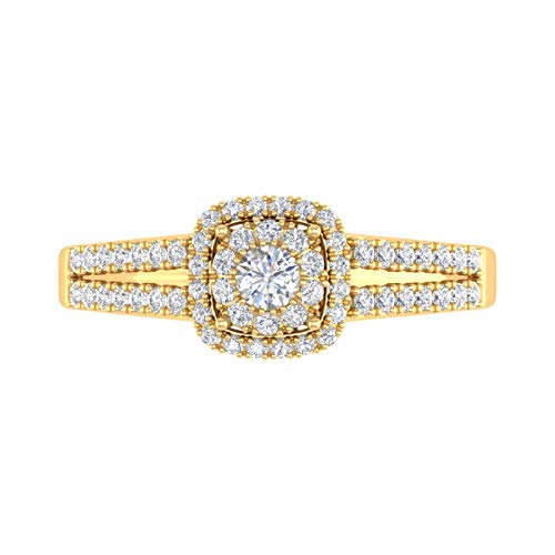 1/2 Carat Prong Set Diamond Cushion Cut Halo Engagement Ring in 14K Solid Gold3
