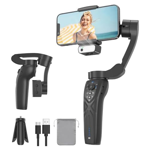 Poiale Estabilizador de Movil 3 Ejes, Portátil y Plegable Gimbal para Smartphone Debajo de 280g, Estabilizador para Movil Compatible con Android y iPhone, para Youtube, TikTok, Vlog
