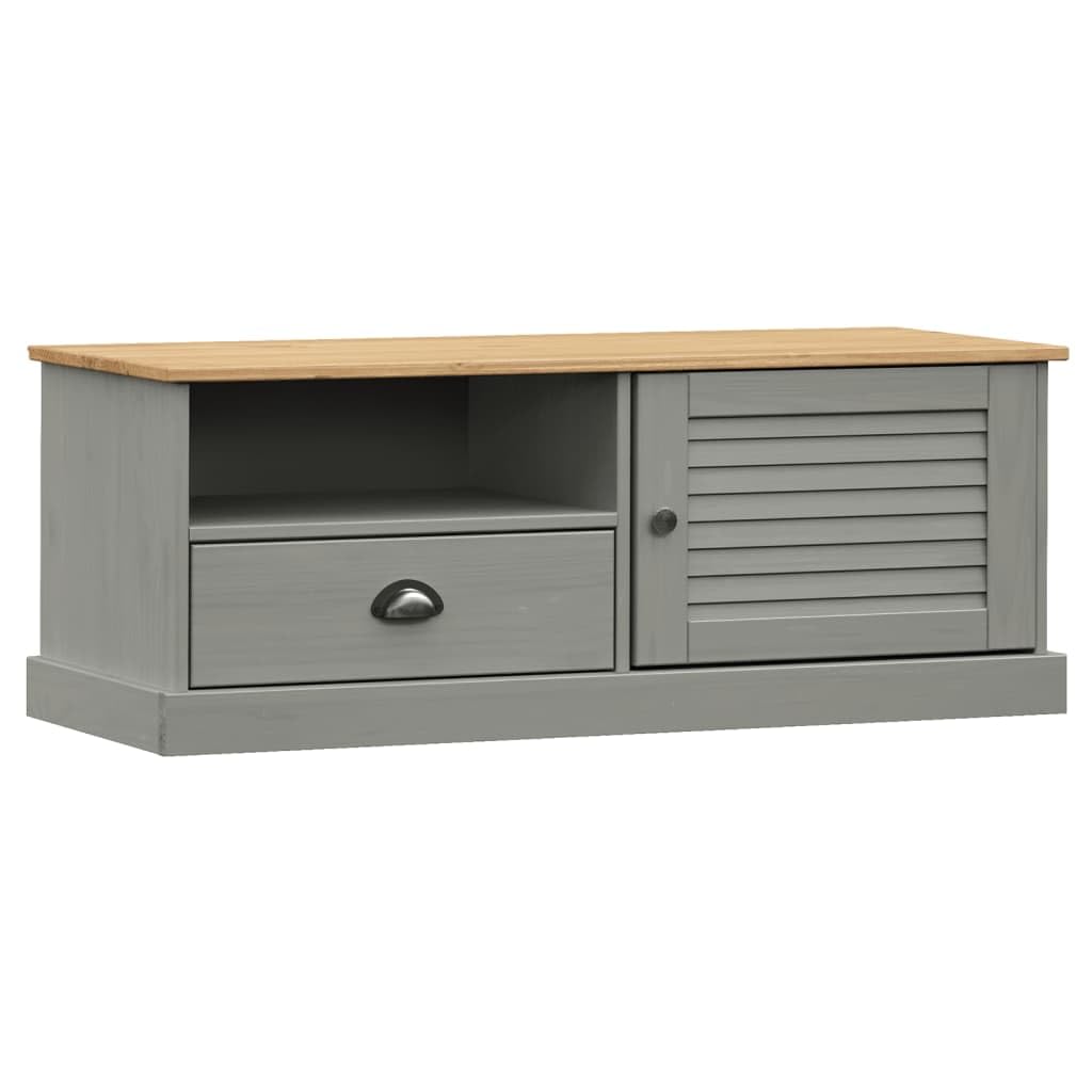 vidaXL TV Cabinet, TV Stand for Living Room, TV Unit with Storage, Sideboard Cupboard Entertainment Centre Media Cabinet, VIGO Grey Solid Wood Pine