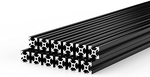 FEYRINX 12PCS 2020 V Type Aluminum Profile 1000mm European Standard Linear Rail Anodized Black Extrusion Frame for 3D Printer