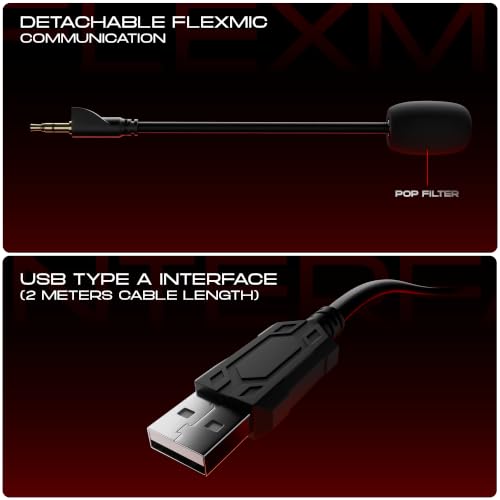 Image of daWg HeadBug G30 Wired Gaming Headset, 50mm Neodymium Drivers, Virtual 7.1 Surround Sound, Hi-Res Audio, Flexible Gaming Mic, Audio Controls, RGB LED, Soft Ear Cushions, Windows Software (Black)