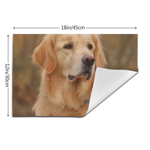Set de table en vinyle robuste 45,7x30,5cm imprimé Golden Retriever de qualité - 3