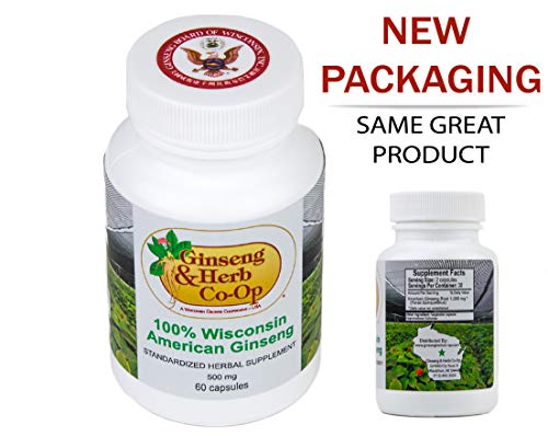 100% Pure Wisconsin American Ginseng Capsules - 500Mg. Authentic Panax Quinquefolius. Potent Ground Ginseng Root - No Fillers, Binders Or Other Additives. #TOP5