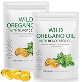 Oil of Oregano Softgels 6000mg Per Serving 240 Count | 2 in 1 Formulated with Black Seed Oil 200mg, Natural Antioxidants 4X Strength Carvacrol & Thymoquinone | Plant Based, Non-GMO & Immune Support