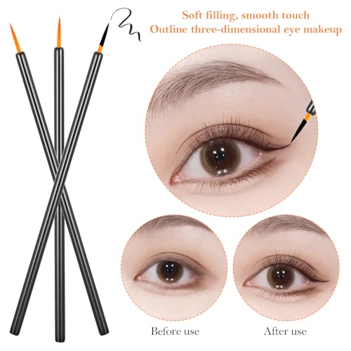 Bremorou 100 Pack Disposable Eye Liner Brushes Ultra-Fine Point Eyeliner Applicator Fine Point Cosmetic Eye Wands Makeup Brushes Tools (Black - Image 4