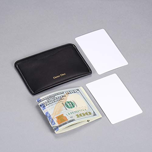 Image of HISCOW Minimalist Thin Bifold Card Holder - Italian Calfskin (Black)