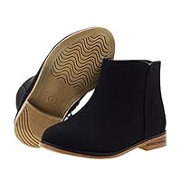 FLYFUPPY Girls Boots Ankle Boots for Girls Side Zipper Short Suede Booties Fashion Boots for Toddler/Little/Big Kids Black US 10