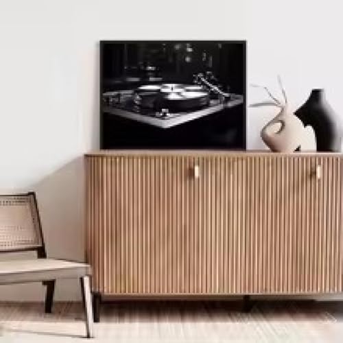 Affiche vintage tourne-disque encadrée 60x90 cm pour déco murale de bar et chambre