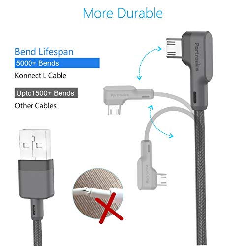 Portronics Konnect L 1.2Mtr, Fast Charging 3A Micro USB Cable with Charge & Sync Function (Grey) - Image 4