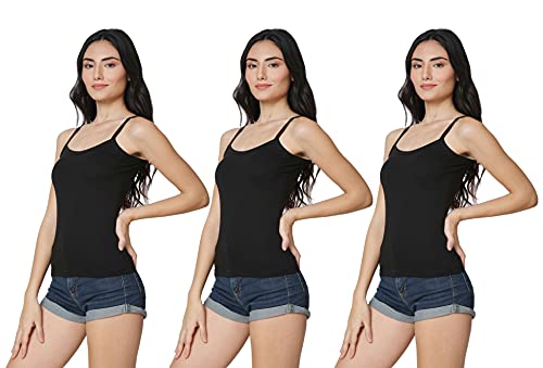 Image of Good Connection Women's Spaghetti Straps Plain Cotton Camisole Slip Seamless Tank Top