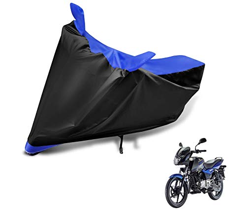 Image of Auto Hub Bike Cover Compatible with Bajaj Pulsar 150 with Mirror Pocket, Dustproof, Heat Resistant, Triple Stitched, Pulsar 150 Bike Cover- Black, Blue