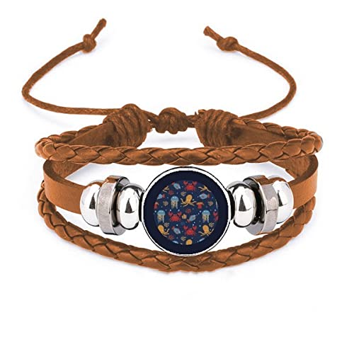 Bracelet en cuir avec méduse souvenir de l'océan et mystère marin