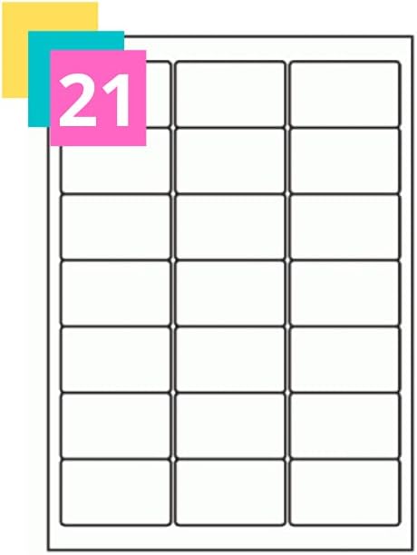 21 per Sheet, 25 Sheets, A4 White Sticker Labels, Laser/Inkjet Printing ...