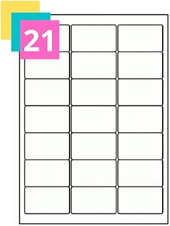21 Per Sheet, 25 Sheets, A4 White Sticker Paper Labels, Self Adhesive Sticky Address Mailing Printer Labels Self Sticker Sheets, Laser/Inkjet Printing, 63.5 mm x 38.1 mm, 525 Labels