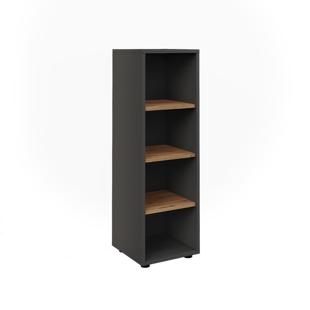 Vicco Mueble Midi Irma, Antracita/Roble Dorado, 30 x 95 cm | 4 compartimentos, para guardar artículos de baño y productos de cuidado personal